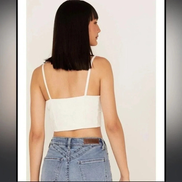 Free People Have My Heart Tank / Painted White Lace western top - Picture 3 of 16